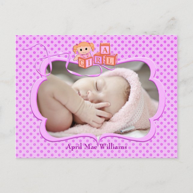 Baby Girl Foto Ankündigung (Vorderseite)