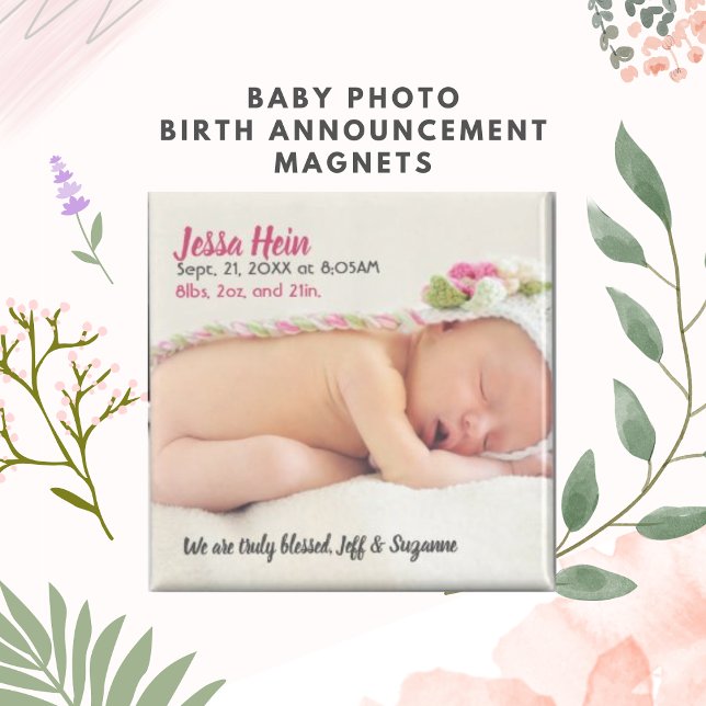 Baby Girl Foto Birth Announcement Magnet (Von Creator hochgeladen)