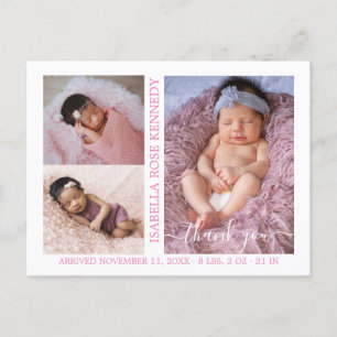 Baby Girl Foto Collage Skript Geburtsankündigung  Postkarte