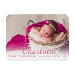 Baby Girl Foto Geburtshinweis Name Magnet