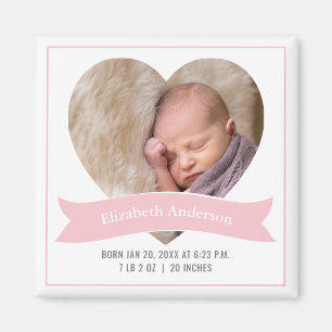 Baby Girl Foto Minimalistisch Geburtserklärung Magnet