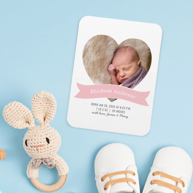 Baby Girl Foto Minimalistisch Geburtserklärung Magnet (Von Creator hochgeladen)