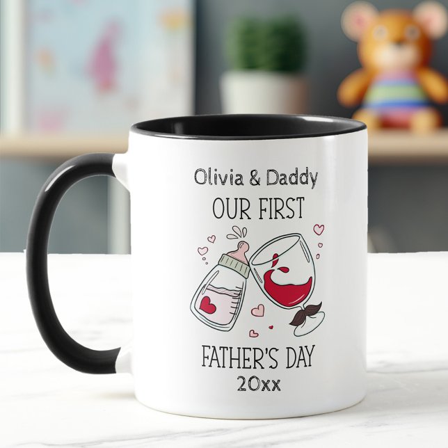 Baby Girl Funny Cheers Tasse (Our First Father's day Funny Cheers Mug)