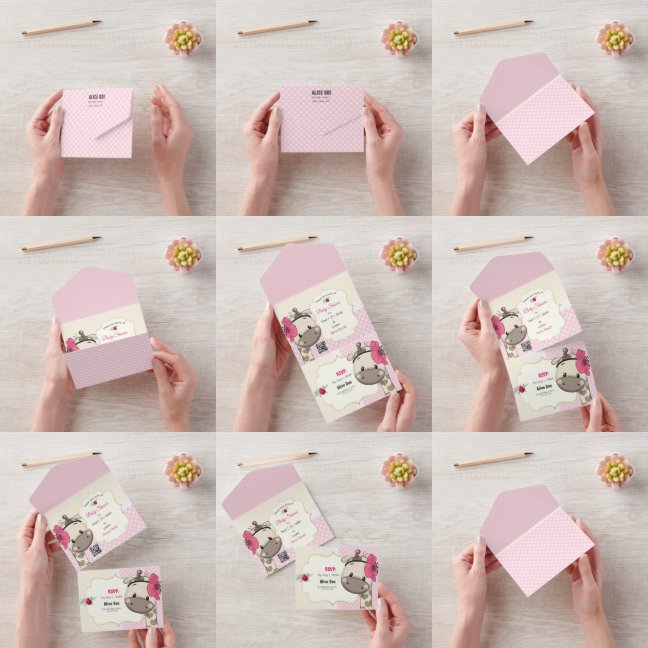 Baby Girl Giraffe Douche tout en une invitation