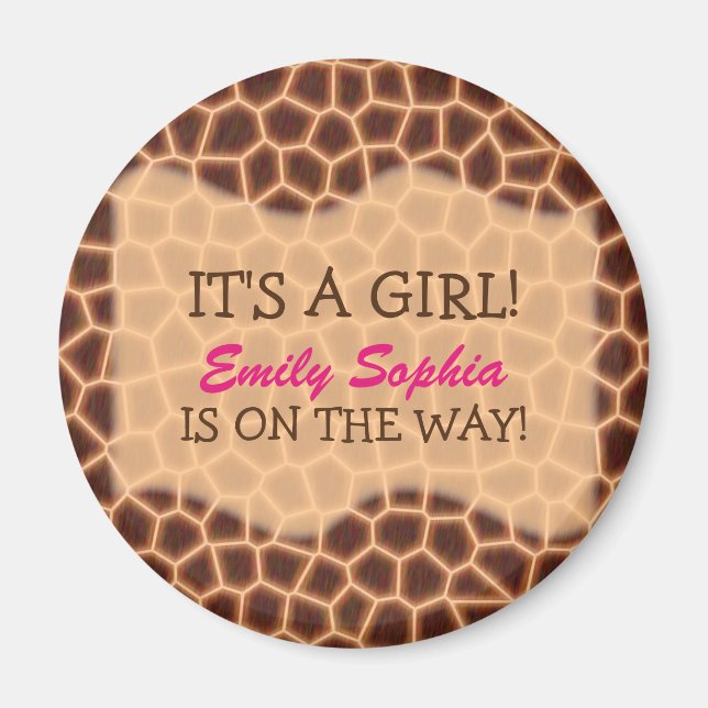 Baby Girl - Giraffe Themed Baby Dusche Magnet (Vorne)