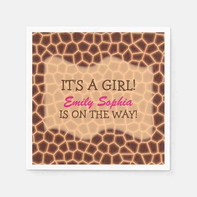 Baby Girl - Giraffe Themed Baby Dusche Serviette (Vorderseite)