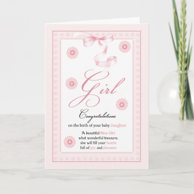 Baby Girl, Girl, Gratulation Neue Babykarte Karte (Vorderseite)