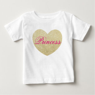 Baby Girl Glitzer Herzdrucken Golden Personalisier T-shirt
