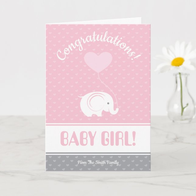 Baby Girl Gratululations Card mit Elephant Karte (Kleine Pflanze)
