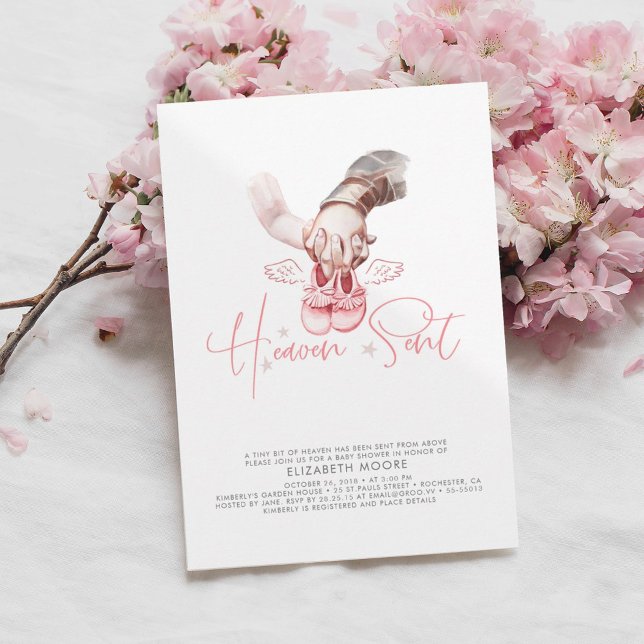 Baby Girl Heaven Gebäck Niedliche Minimalistische  Einladung (Von Creator hochgeladen)