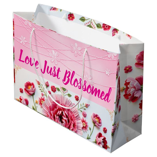 Baby Girl Herzlichen Glückwunsch Liebe gerade gebl Große Geschenktüte (Rückseite Schrägansicht)
