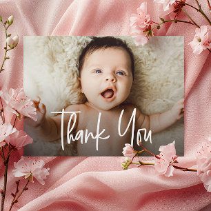 Baby Girl Horizontal Foto Handletting-Skript Dankeskarte