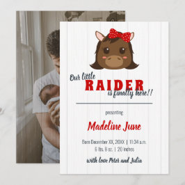 Baby Girl Horse Rouge Faire-part de naissance vert