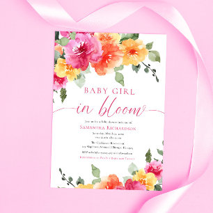 Baby Girl in Bloom bunt Frühling Sommer Blüte Einladung