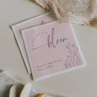 Baby Girl in Bloom - Dusty Pink Baby Dusche Napkin Serviette
