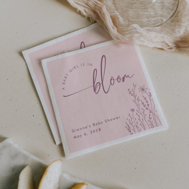 Baby Girl in Bloom - Dusty Pink Baby Dusche Napkin Serviette (Von Creator hochgeladen)