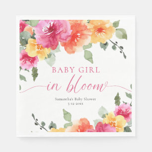 Baby Girl in Bloom rosa, leuchtend blütige Babydus Serviette