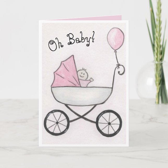 Baby Girl in Stroller Karte (Vorderseite)