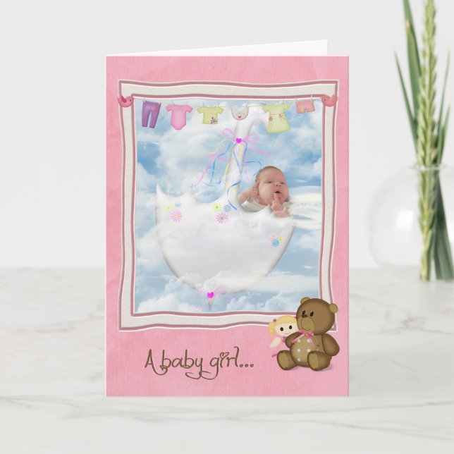 Baby Girl in Umbrella Karte (Vorderseite)