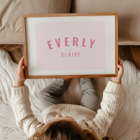 Baby Girl Individuelle Name Print Pink Kinderzimme