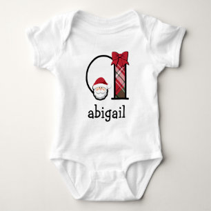 Baby Girl Kariert Santa Christmas Bodysuit initial Strampler