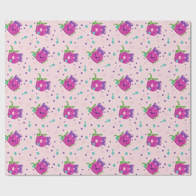 Baby Girl Kawaii Octopus Geschenkpapier (Flach)