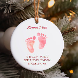 Baby Girl Keepake Neugeborene Stats Ornament Round