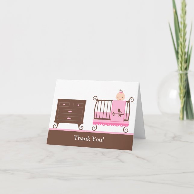 Baby Girl Kinderzimmer Dankeskarte (Vorderseite)