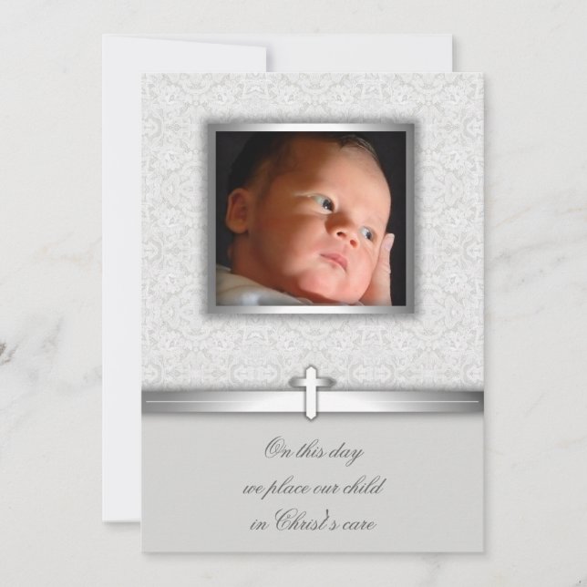 Baby Girl Lace Taufe oder Weihnachtseinladungen Einladung (Vorderseite)