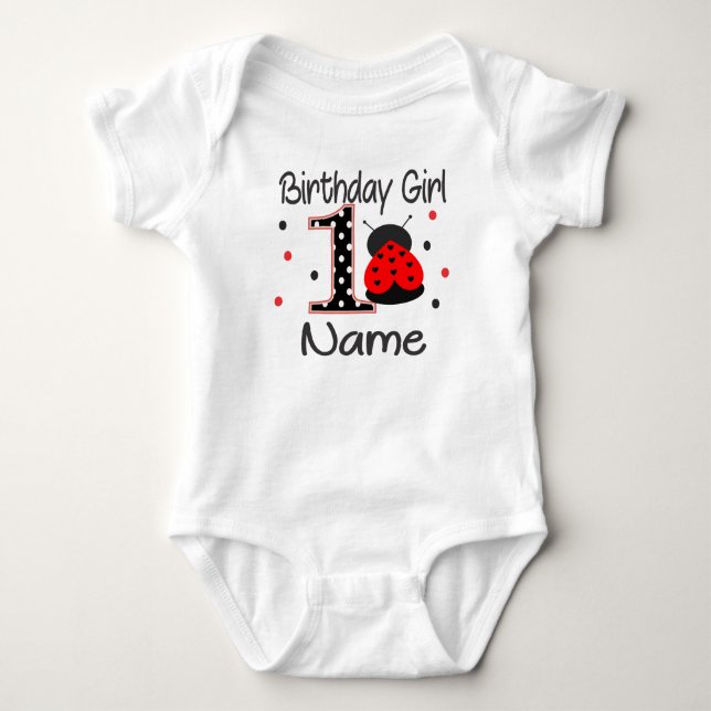 Baby Girl Ladybug 1st Birthday Bodysuit - Personal Strampler (Vorderseite)