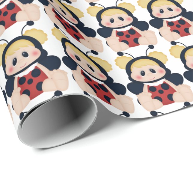 Baby Girl Ladybug Packpapier (Rolleneckpunkt)