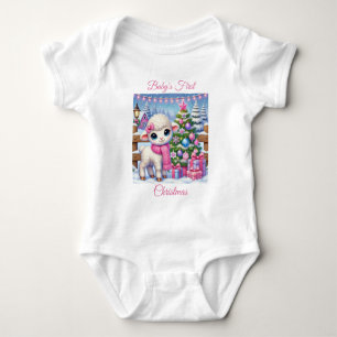 Baby Girl Lamb's First Christmas Strampler