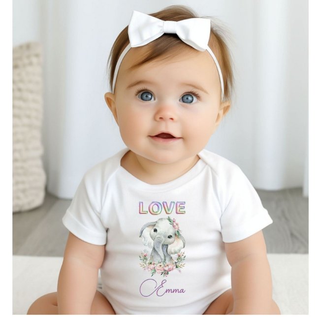 Baby Girl Liebe Name Elephant Niedlich Baby Strampler (Von Creator hochgeladen)
