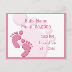 Baby Girl Little Feet Empreinte Faire-part de nais