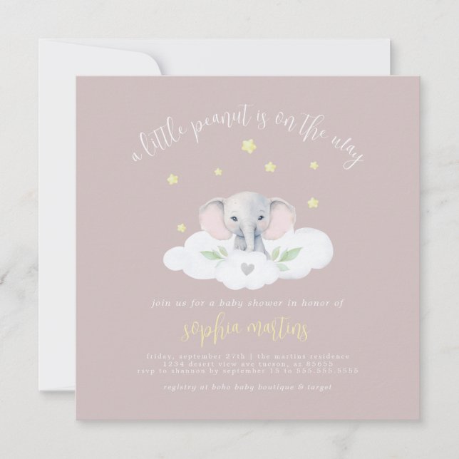 Baby Girl Little Peanut Babydusche Einladung (Vorderseite)