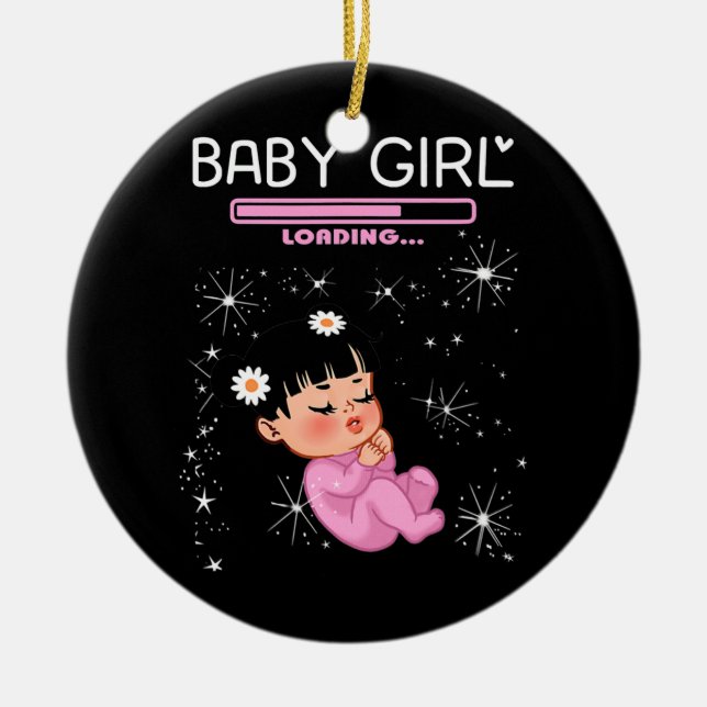 Baby Girl Loading Gender Reveal Baby Shower Keramik Ornament (Vorne)
