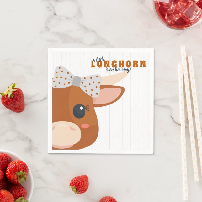 Baby Girl Longhorn Burnt Orange Babydusche Serviette (Beispiel)