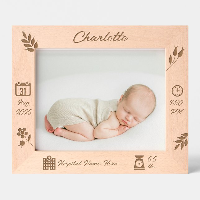 Baby Girl Memory Frame | Horizontal | DP7 Geätzte Rahmen (custom engraved picture frame, personalized baby keepsake, unique photo display, custom name decor )