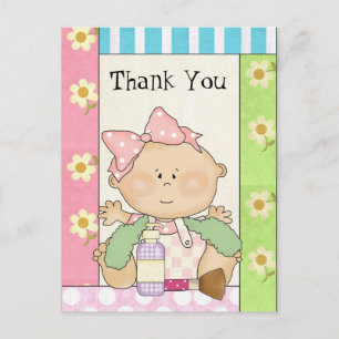 Baby Girl Merci de douche carte postale