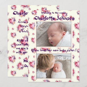 Baby Girl mit Geschwisterung Neue Anreise Ankündigung