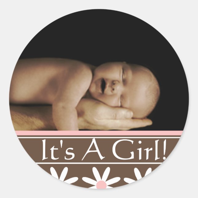 Baby Girl mit Ihrem Foto Runder Aufkleber (Vorderseite)