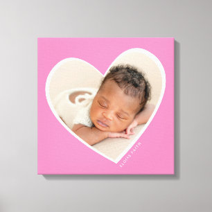 BABY GIRL Modernes Foto in hübschem Rosa Leinwanddruck