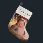 Baby Girl Name & Foto Kleiner Weihnachtsstrumpf<br><div class="desc">Baby Girl Name & Foto Kleine Weihnachtszeit Strumpf</div>