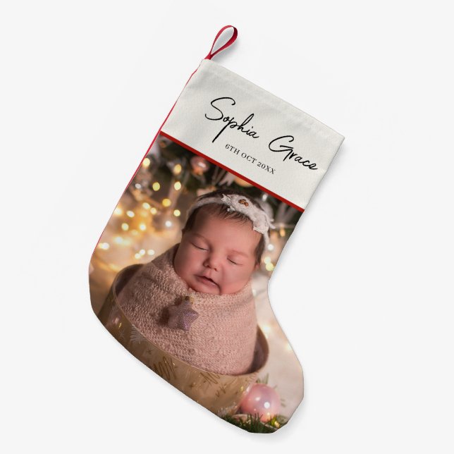 Baby Girl Name & Foto Kleiner Weihnachtsstrumpf (Vorderansicht (hängend))