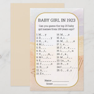 Baby Girl Name füllen Sie das leere Baby Shower Ga