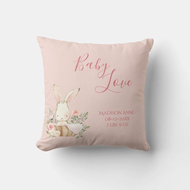 Baby Girl Name Script Baby Liebe Keepake Kissen (Vorderseite)