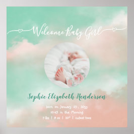 Baby Girl Name Script Birth Stats Newborn Foto Poster