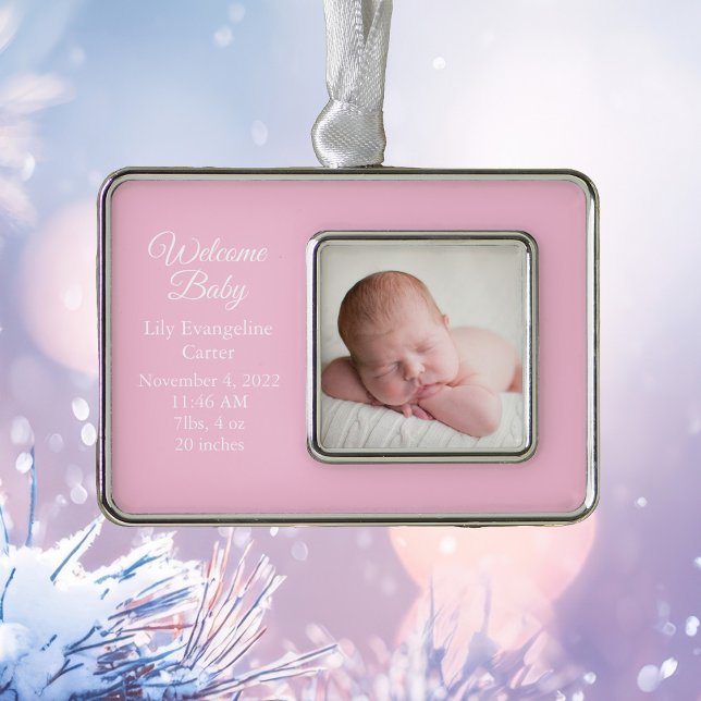 Baby Girl Neugeborenes Foto Pink Keepake Geschenk Rahmen-Ornament Silber (Von Creator hochgeladen)