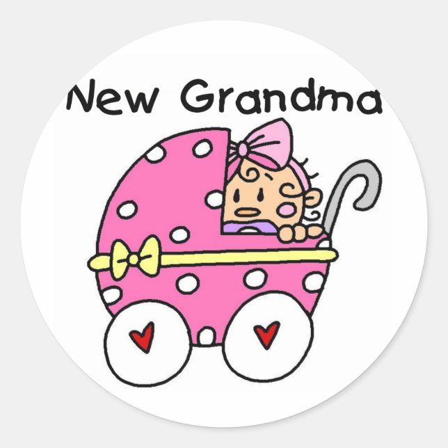 Baby Girl New Oma T - Shirt und Geschenke Runder Aufkleber (Vorderseite)