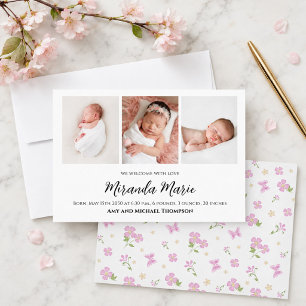 Baby Girl Newborn Foto Collage Simple Pink Floral
